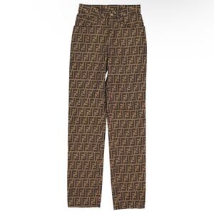 Fendi Tan and Brown Monogram Trousers